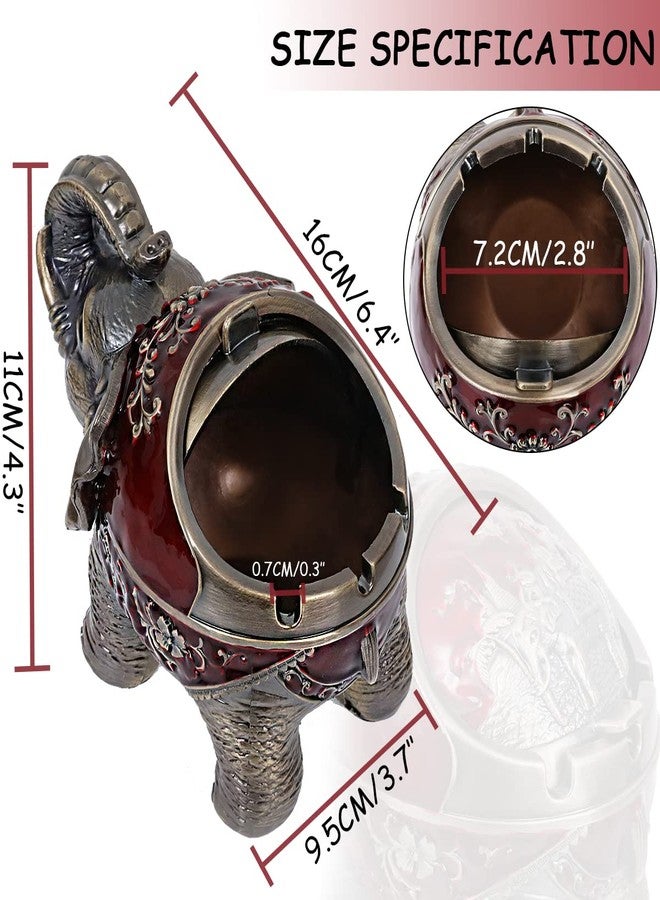 Gusnilo Elephant Ashtray with Lid - Windproof Metal Ashtray for Outdoor & Indoor Use, Practical Vintage Decoration (Red) - Image 2